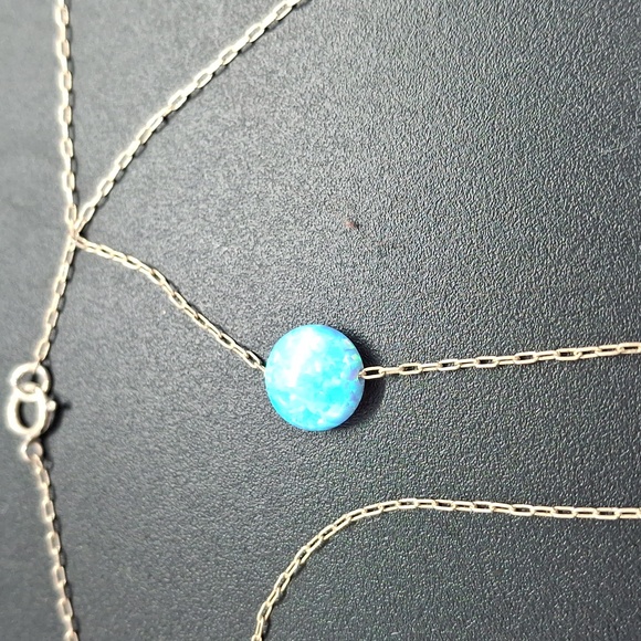 Opal Pendant Necklace With Sterling Silver 16" Chain - Picture 4 of 5